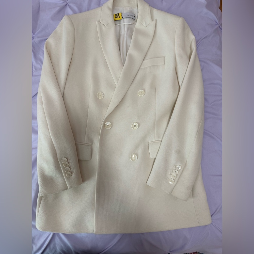 Zara oversized Cream Double-Breasted Blazer - Picture 2 of 7
